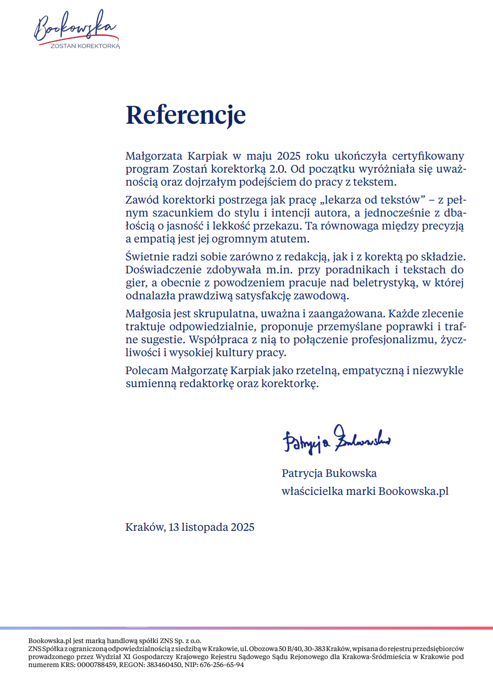 Referencje Bookowska.pl